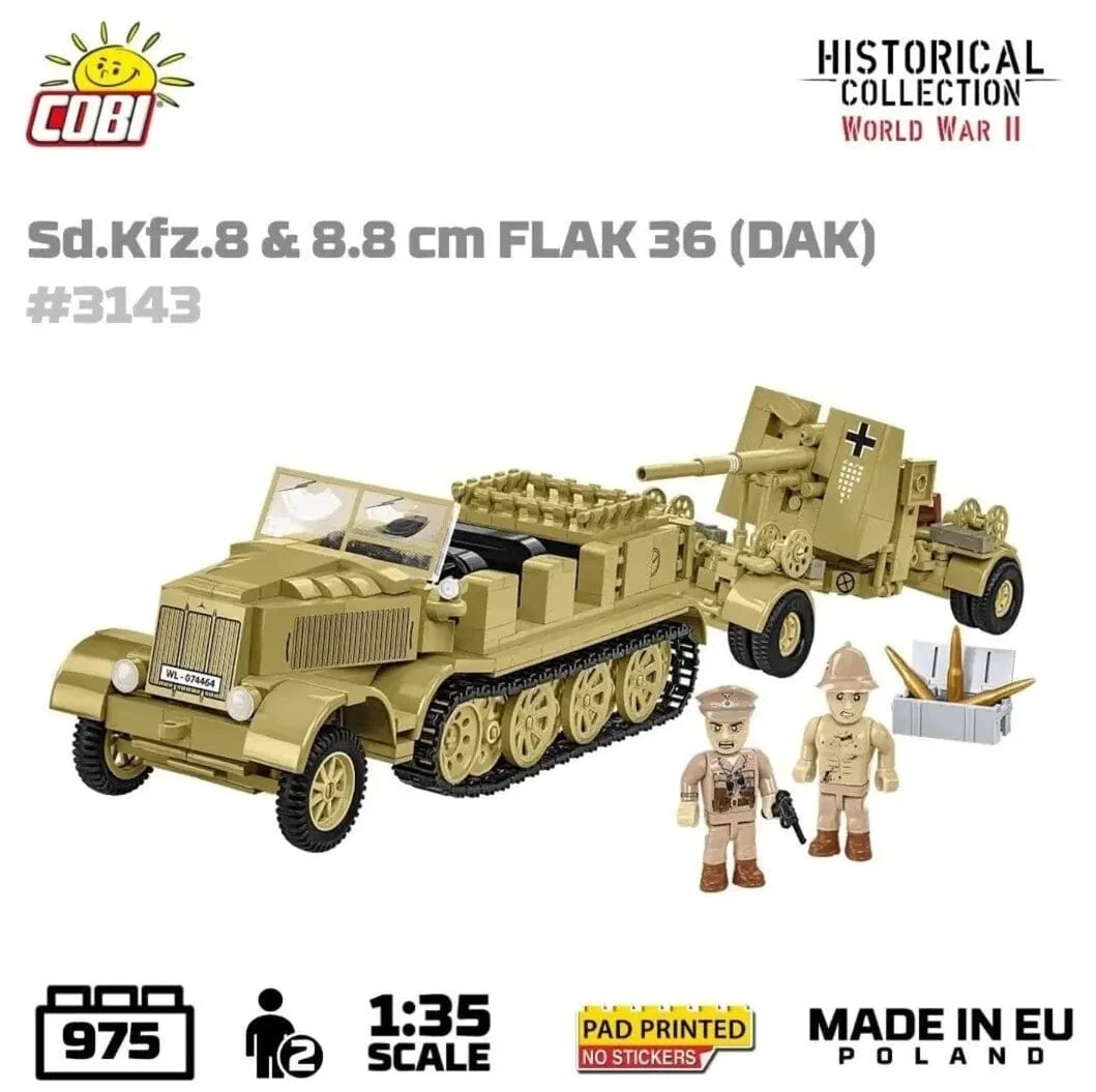 SD.Kfz.8 towing 8.8cm Flak 36 brick model - COBI 3143 - 975 bricks - Image 3