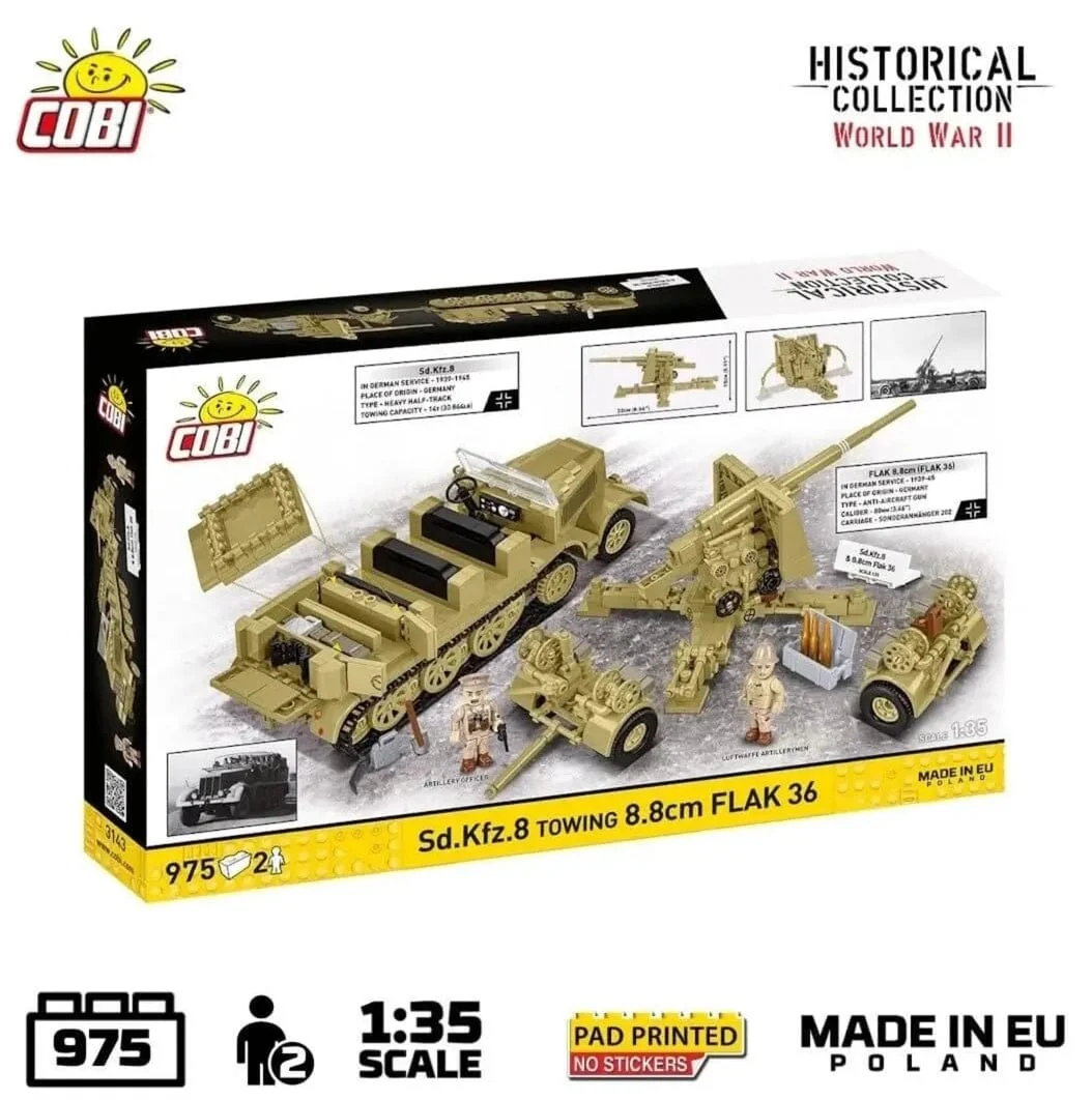 SD.Kfz.8 towing 8.8cm Flak 36 brick model - COBI 3143 - 975 bricks - Image 4