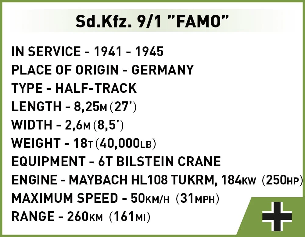 SD.KFZ.9/1 Famo Half-Track brick model - COBI 2281 - 498 bricks - Image 4