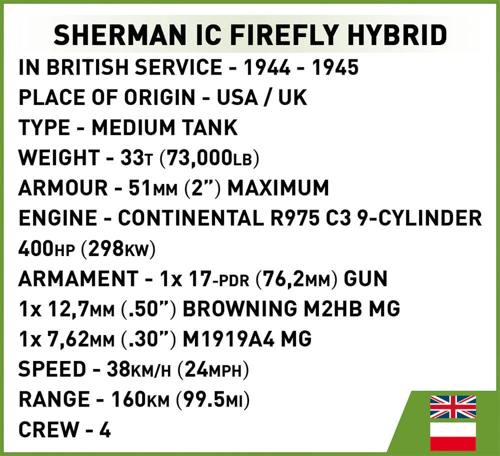 Sherman IC Firefly 'Zemsta II' brick tank model - COBI 2276 - 600 bricks - Image 5
