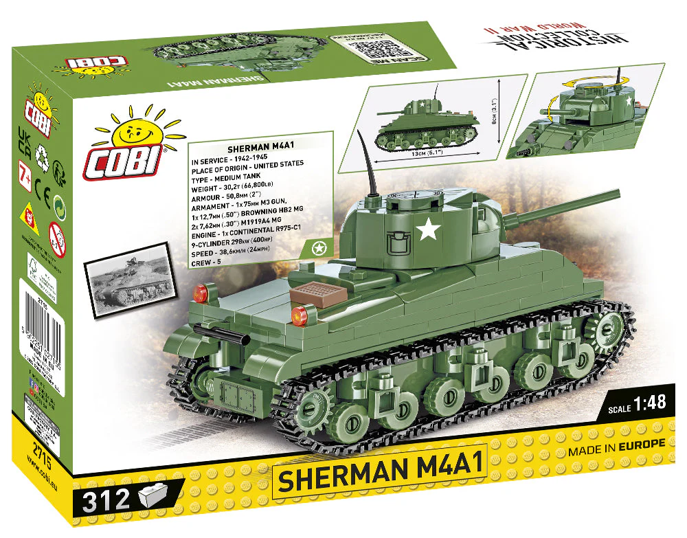 Sherman M4A1 brick tank model - COBI 2715 - 312 Bricks - Image 3