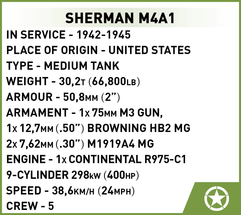 Sherman M4A1 brick tank model - COBI 2715 - 312 Bricks - Image 4