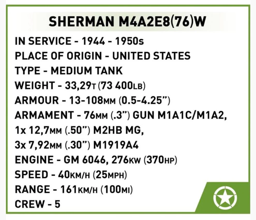 Sherman M4A3E8 (76)W brick tank model- COBI 3118 - 865 bricks - Image 16