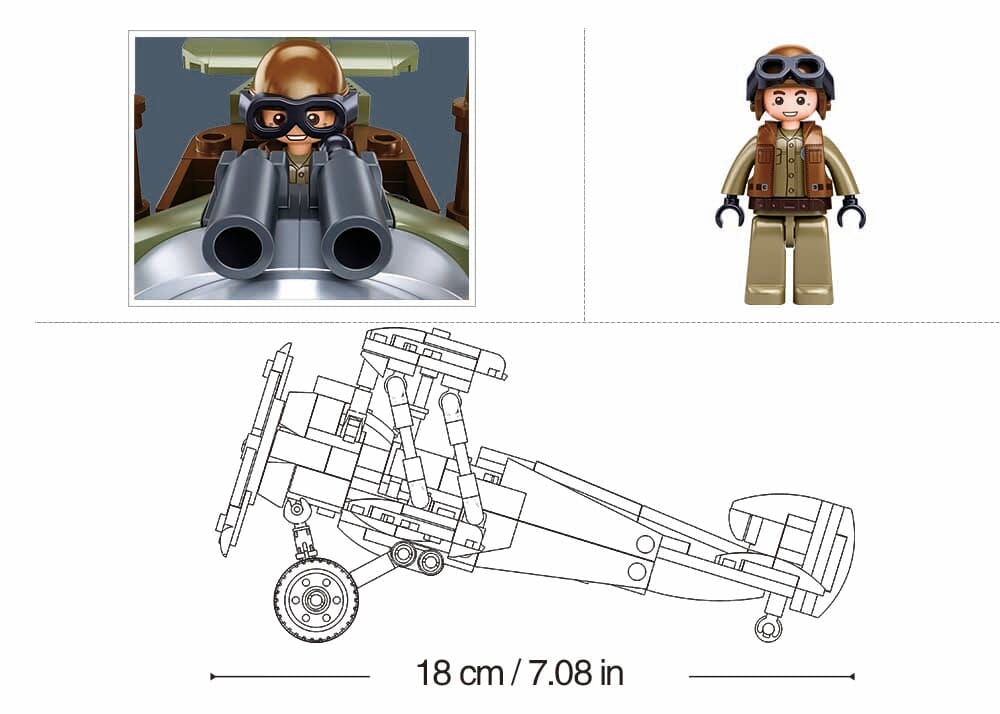 Sopwith Camel brick model plane - Sluban M38-B1293 - 293 bricks - Image 4