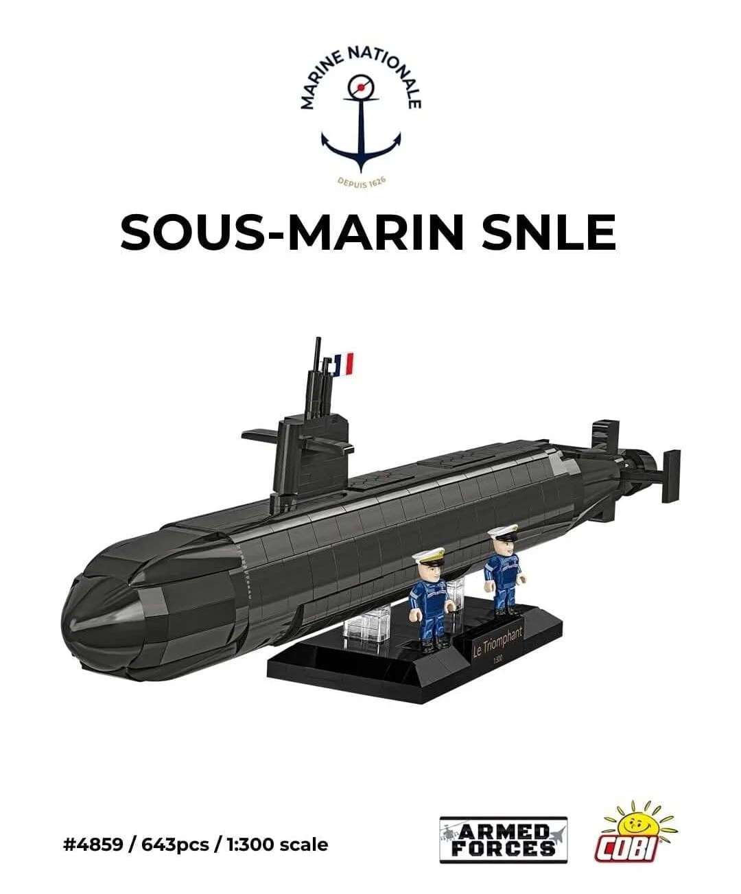 Sous-Marin SNLE submarine brick model - COBI 4859 - 643 bricks - Image 4