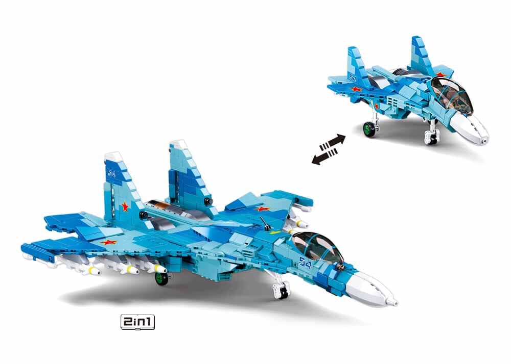 SU-27 Fighter 2 in 1 brick model plane - Sluban M38-B0985 - 1040 bricks - Image 2
