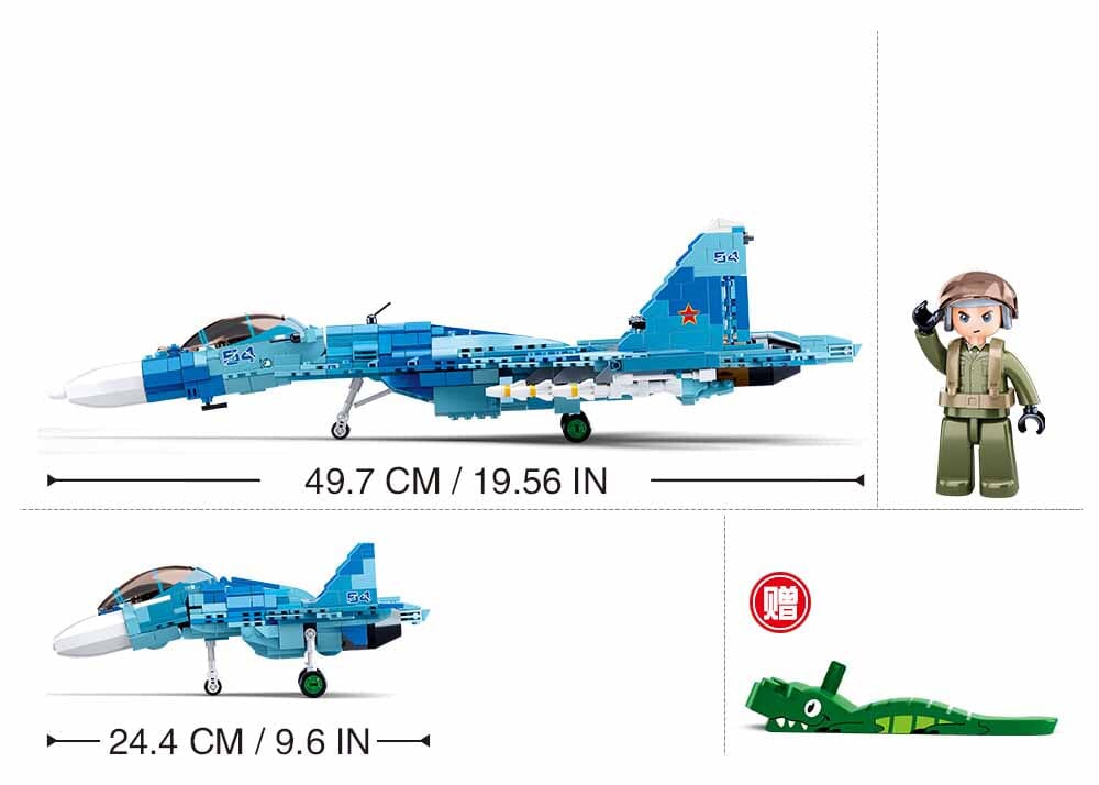 SU-27 Fighter 2 in 1 brick model plane - Sluban M38-B0985 - 1040 bricks - Image 5