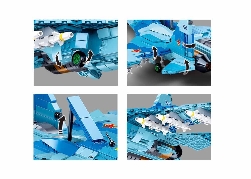 SU-27 Fighter 2 in 1 brick model plane - Sluban M38-B0985 - 1040 bricks - Image 6