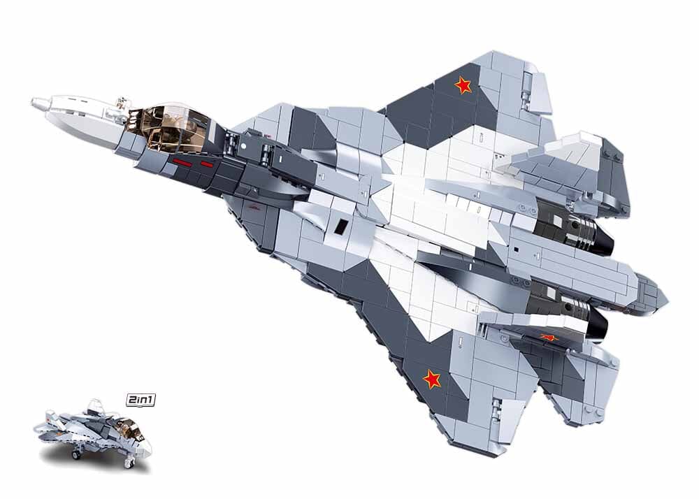 SU-57 Fighter brick model plane - Sluban M38-B0986 - 893 bricks