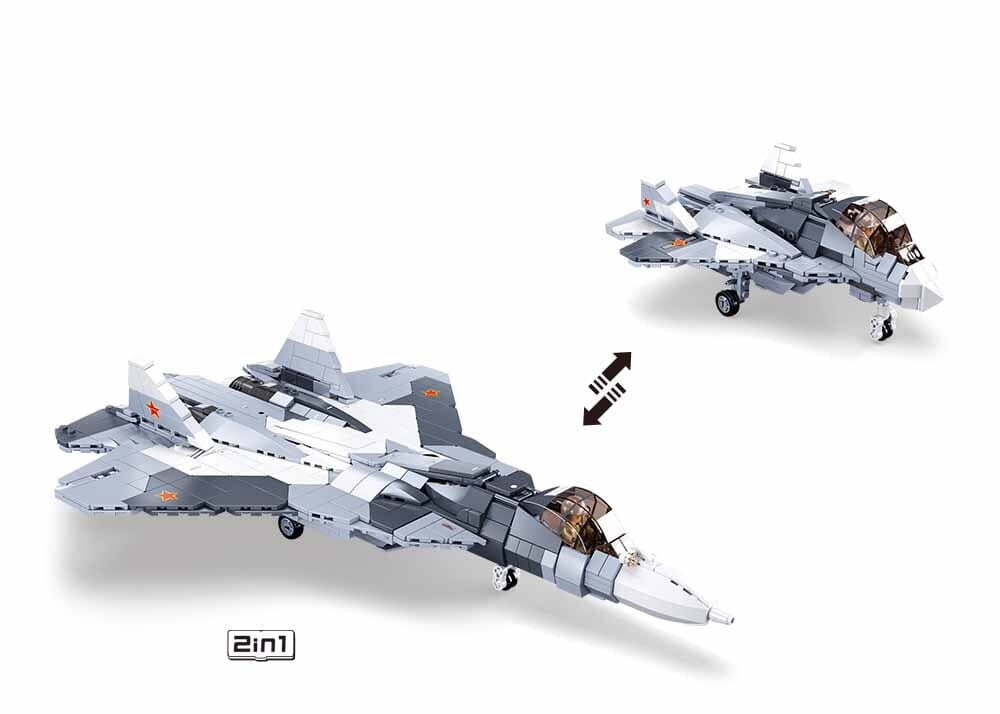 SU-57 Fighter brick model plane - Sluban M38-B0986 - 893 bricks - Image 2