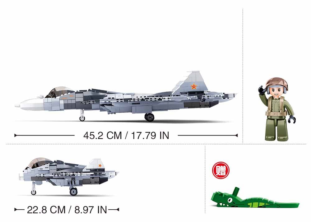 SU-57 Fighter brick model plane - Sluban M38-B0986 - 893 bricks - Image 3