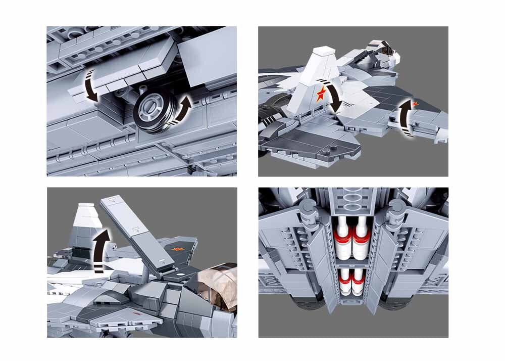 SU-57 Fighter brick model plane - Sluban M38-B0986 - 893 bricks - Image 4