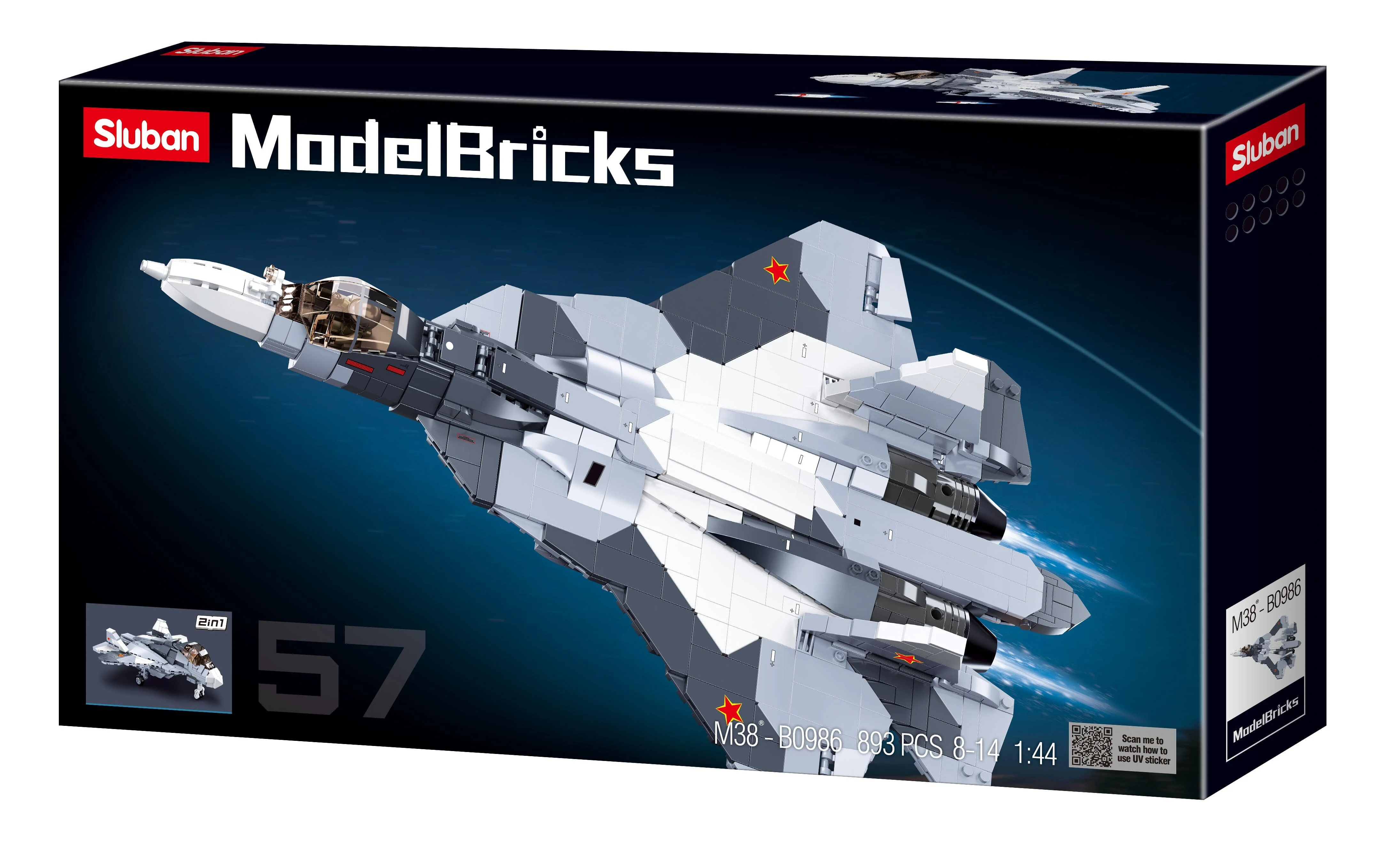 SU-57 Fighter brick model plane - Sluban M38-B0986 - 893 bricks - Image 5