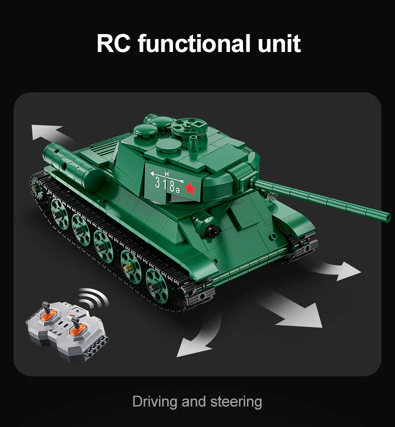 T34 Tank RC brick model kit - CADA C61072W - 722 bricks - Image 17