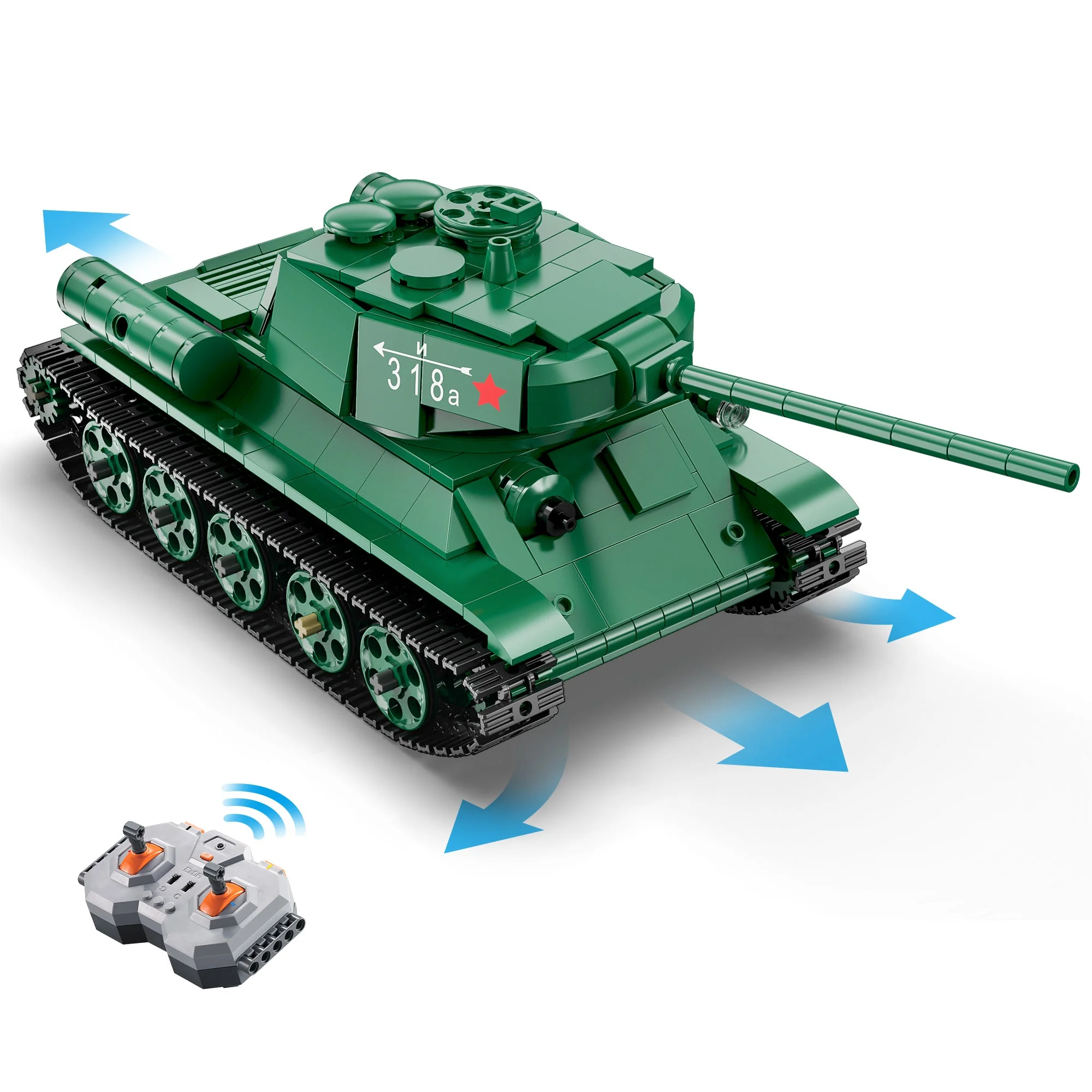 T34 Tank RC brick model kit - CADA C61072W - 722 bricks - Image 4