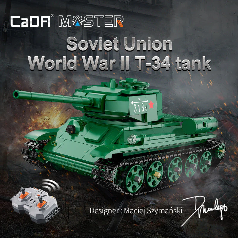 T34 Tank RC brick model kit - CADA C61072W - 722 bricks - Image 6