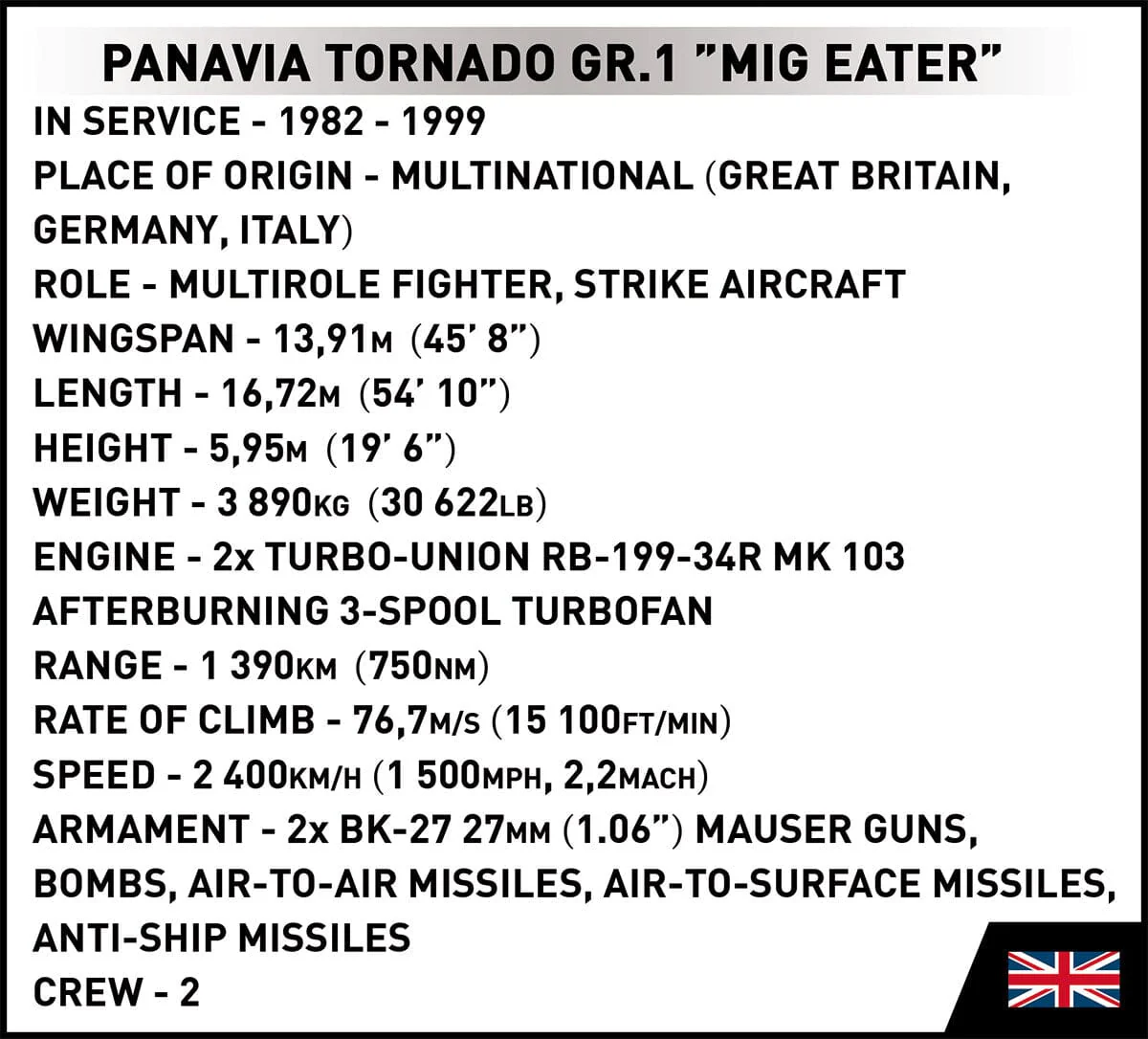 Tornado GR1 "MIG Eater" brick plane model - COBI 5854 - 527 bricks - Image 13