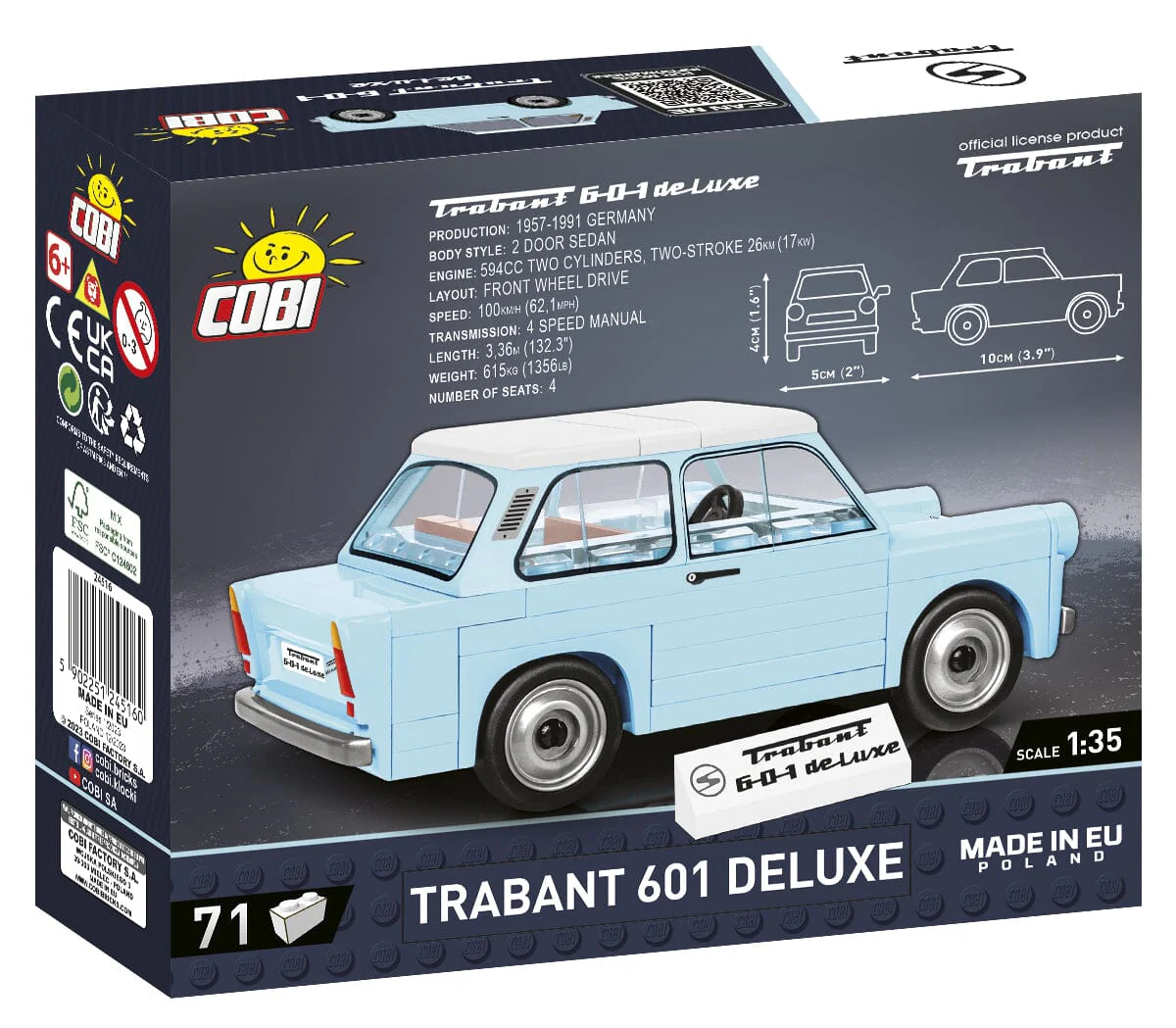 Trabant 601 Deluxe brick model car - COBI 24516 - 71 bricks - Image 3