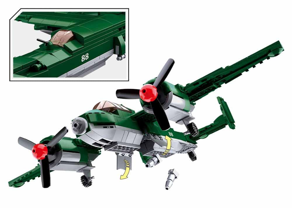 Tupolev TU-2 Bomber brick model plane - Sluban M38-B0688 - 311 bricks - Image 3