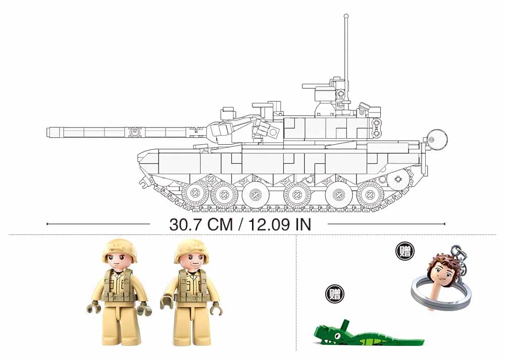 Type 99A brick tank model - Sluban M38-B0790 - 893 bricks - Image 4