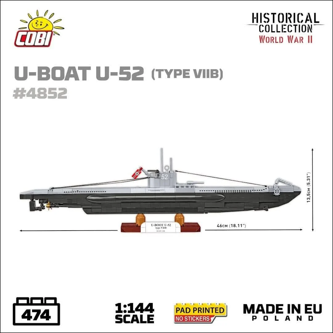 U-Boot U-52 VIIB submarine brick model - COBI 4852 - 470 bricks - Image 7