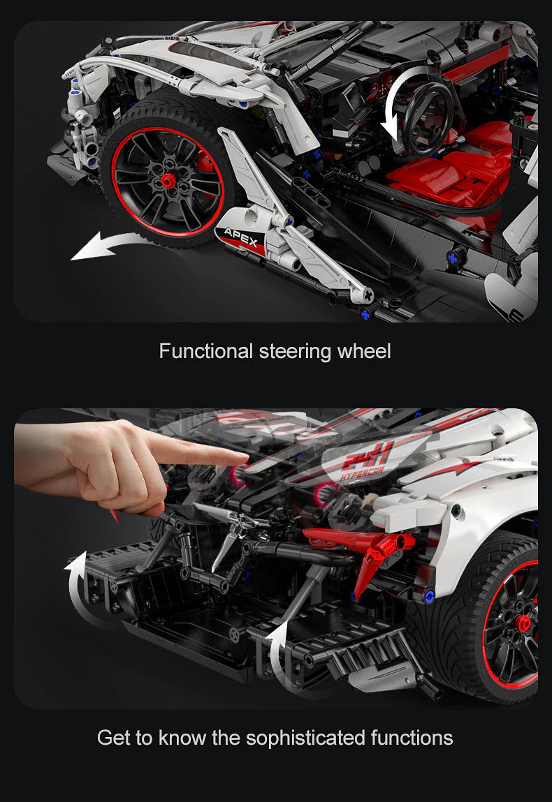 V12 Hyper Car RC brick model kit - CADA C61053W - 4449 bricks - Image 18