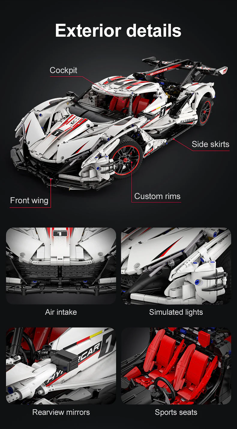V12 Hyper Car RC brick model kit - CADA C61053W - 4449 bricks - Image 20
