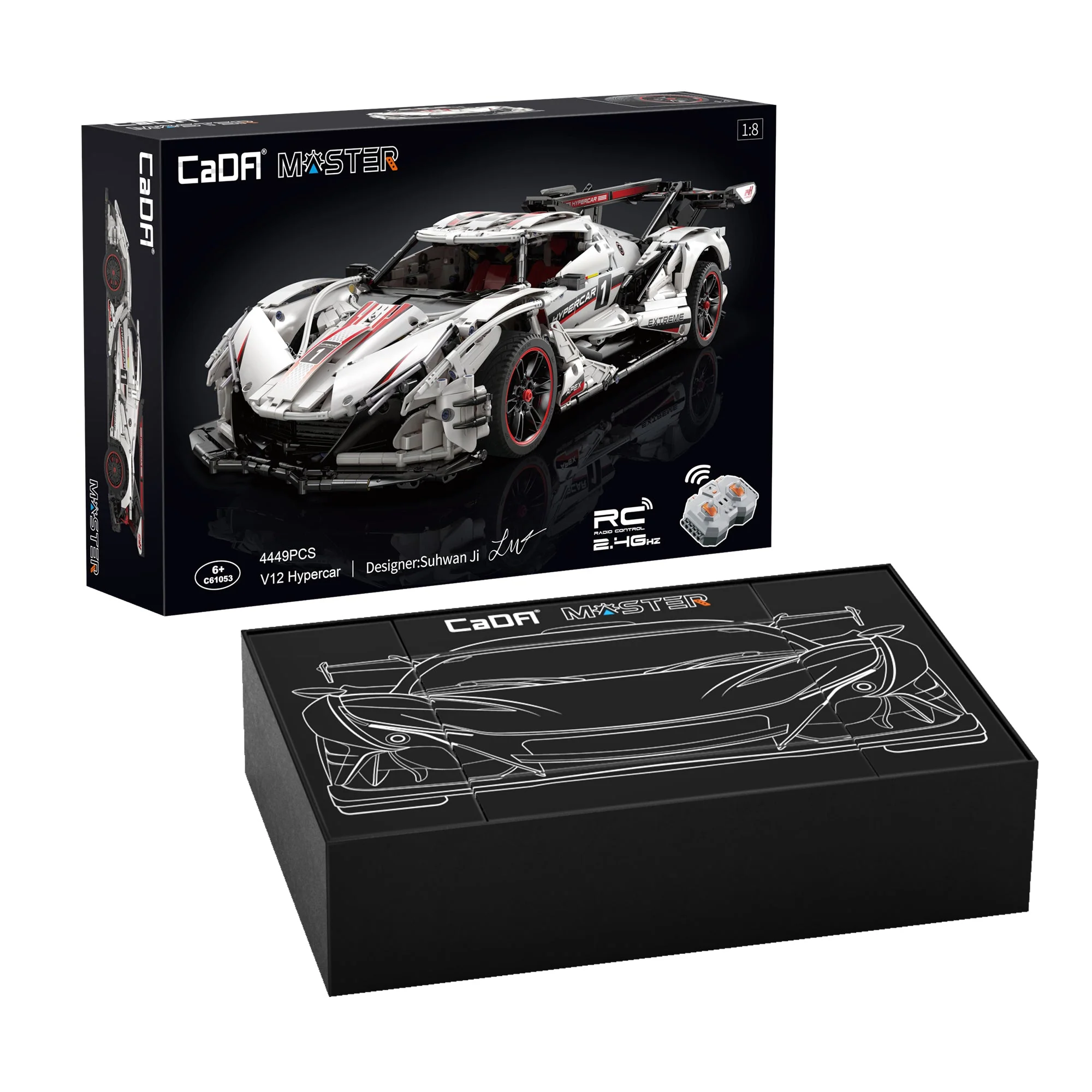 V12 Hyper Car RC brick model kit - CADA C61053W - 4449 bricks - Image 6