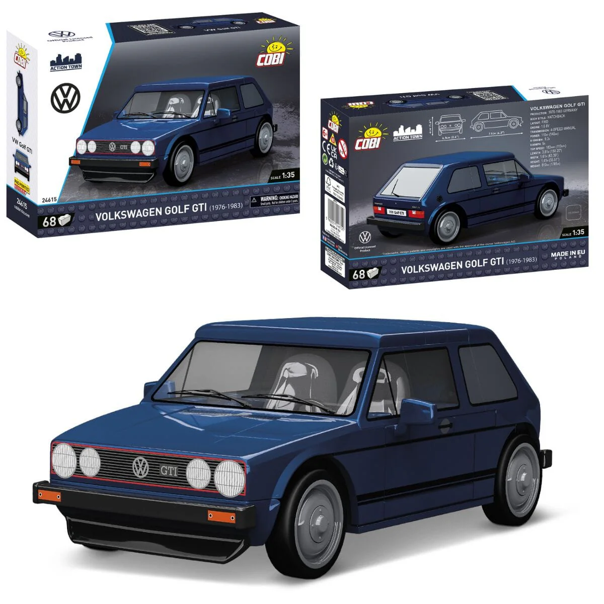 Volkswagen Golf GTI car brick model (1976) - COBI 24615 - 64 bricks