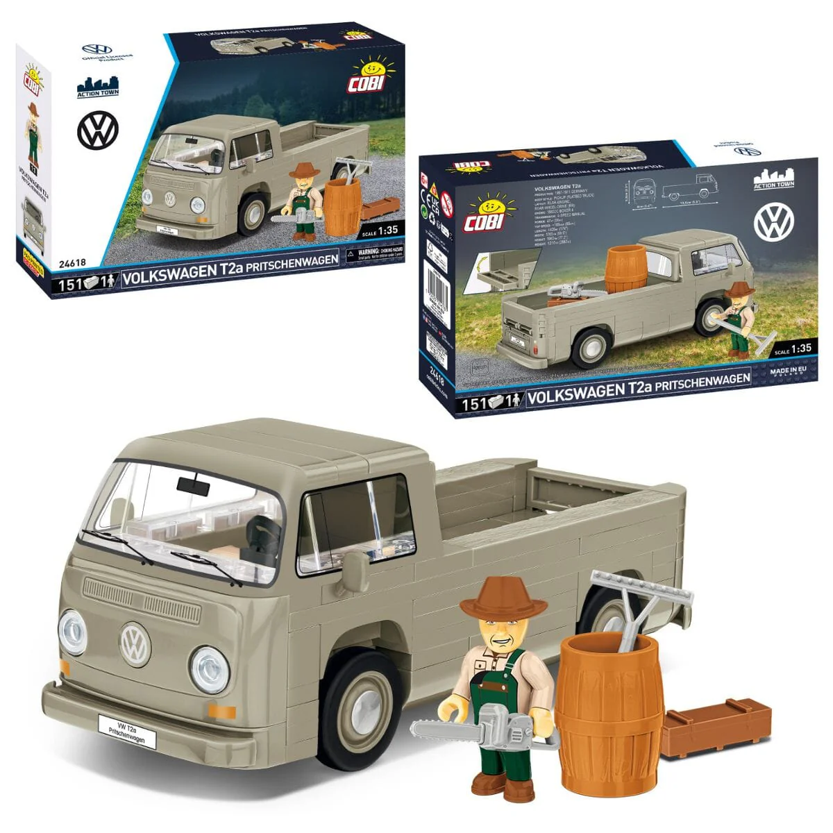 Volkswagen T2a Pritschenwagen brick model - COBI 24618 - 152 bricks