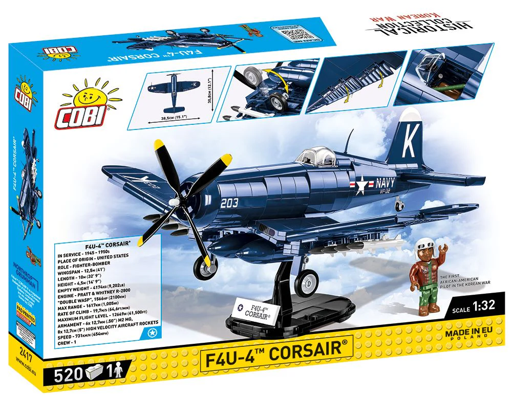 Vought F4U-4 Corsair brick plane model - COBI 2417 - 520 bricks - Image 2