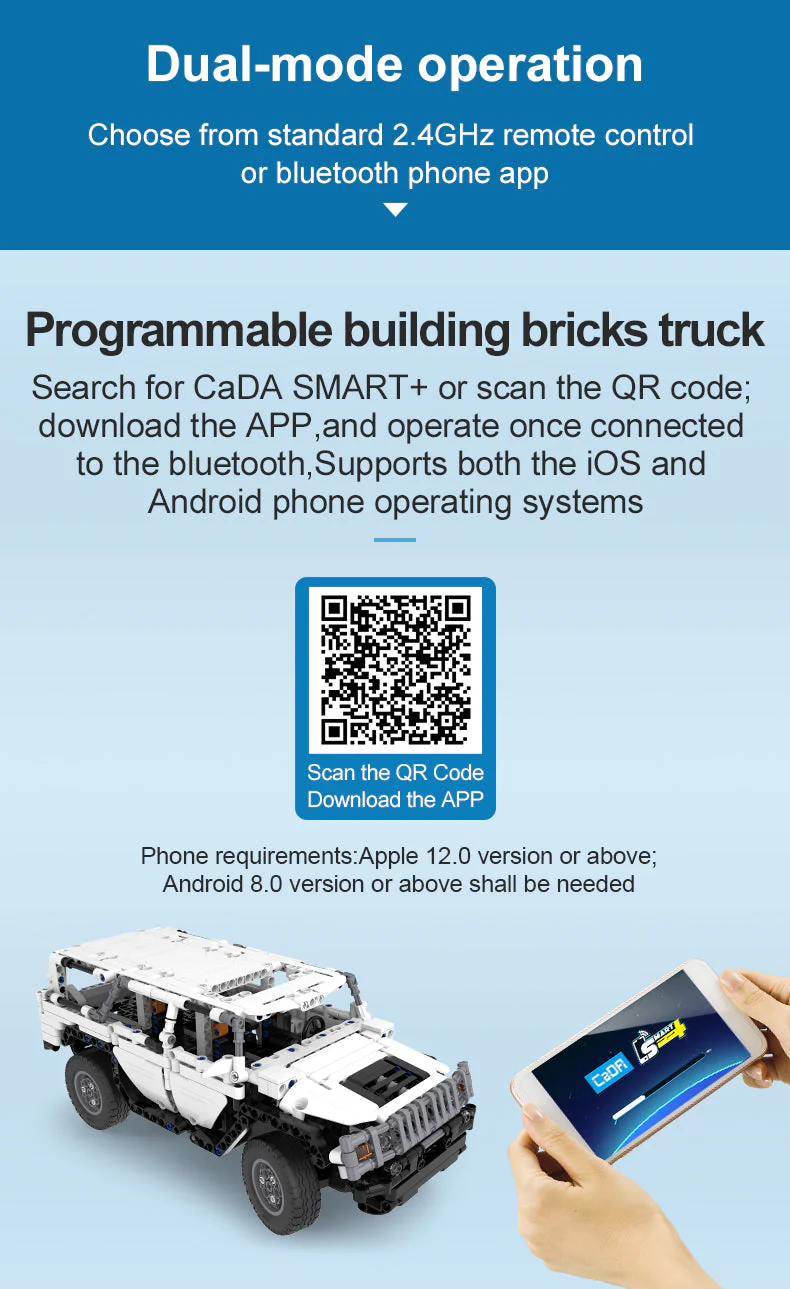 Warrior H2 RC Truck brick model kit - CADA C51044W - 575 bricks - Image 7