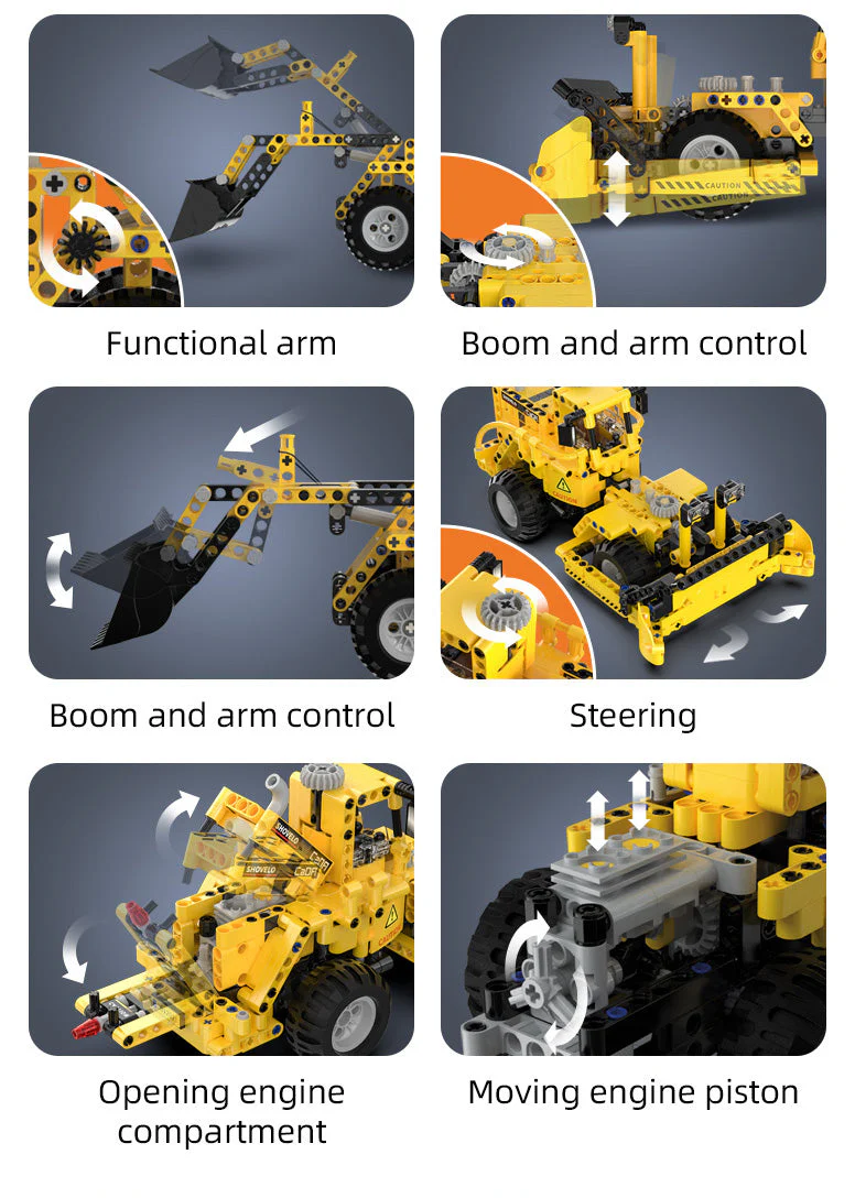 Wheel Loader & Wheel Bulldozer brick model kit - CaDA C65004W - 693 bricks - Image 4