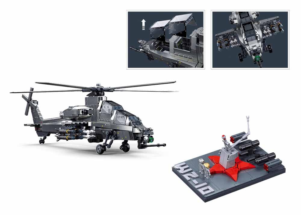WZ-10S brick model helicopter - Sluban M38-B1233 - 914 bricks - Image 3
