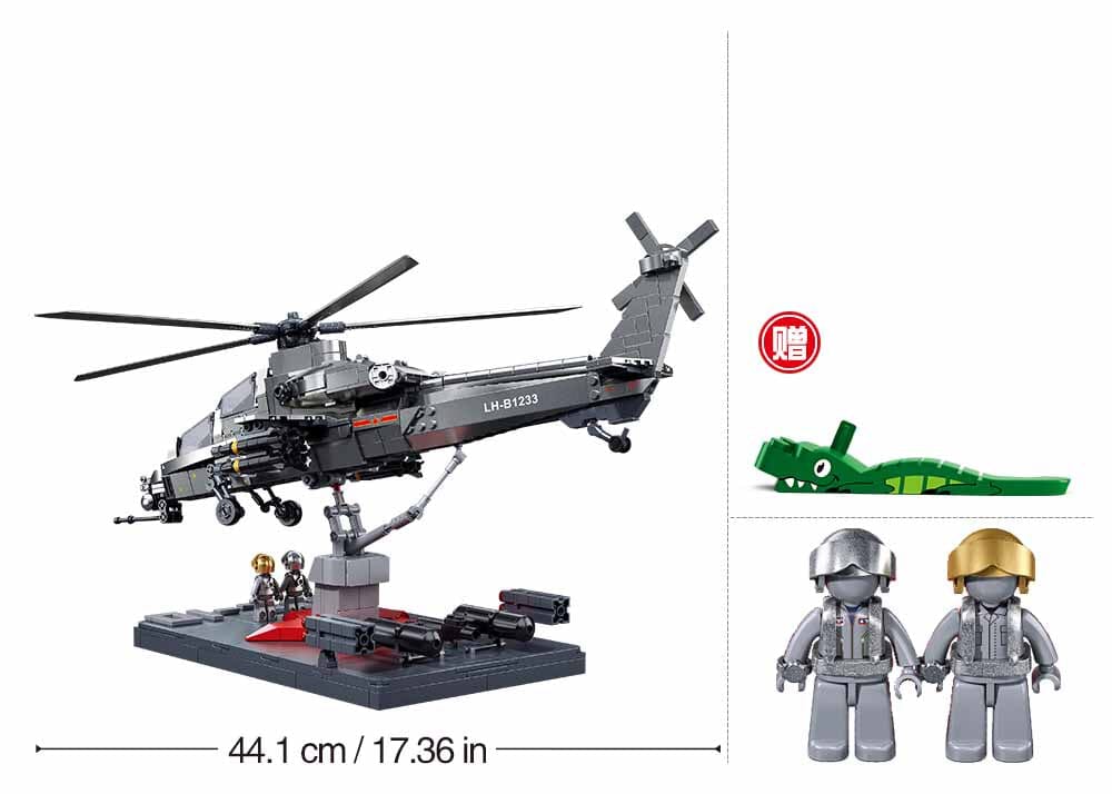WZ-10S brick model helicopter - Sluban M38-B1233 - 914 bricks - Image 4
