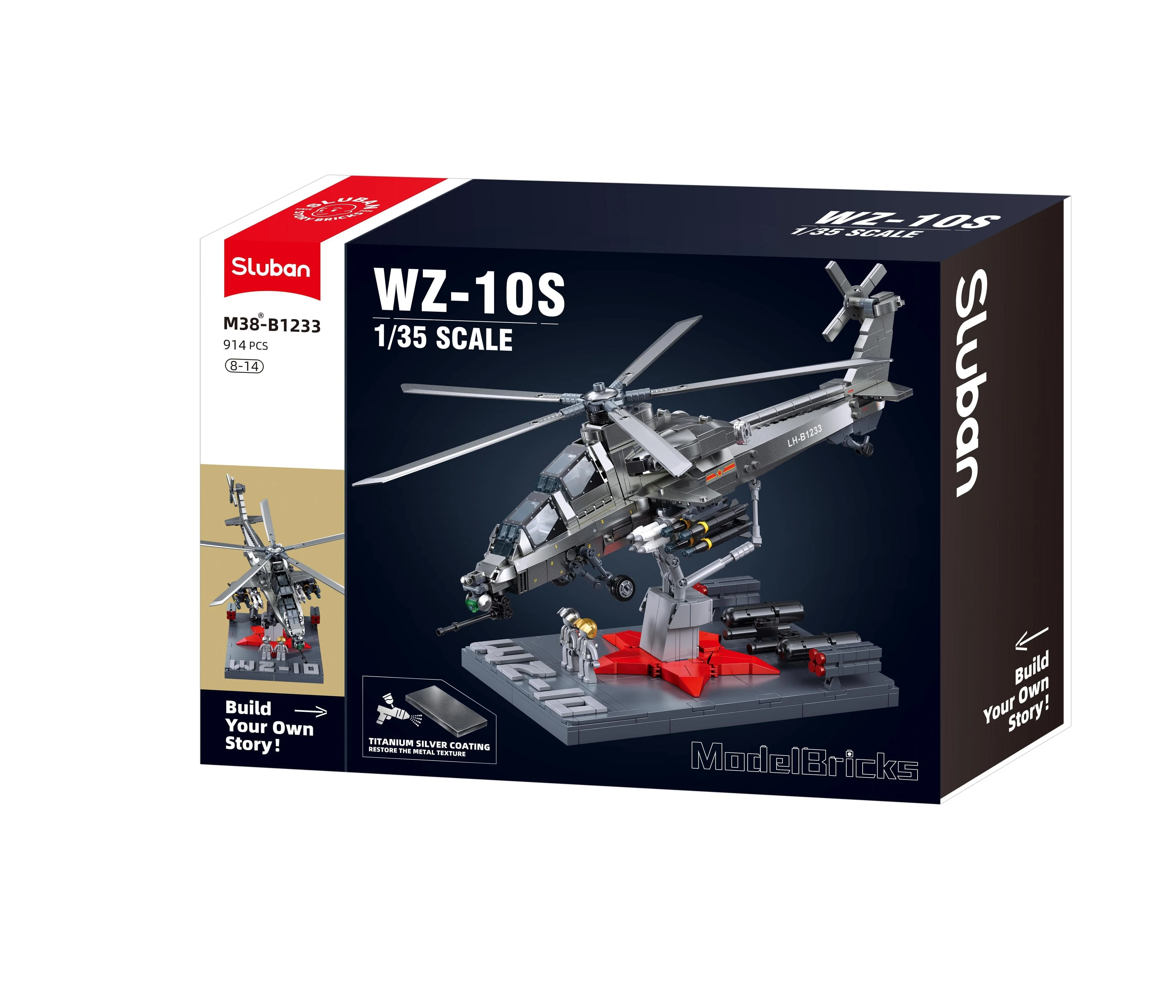 WZ-10S brick model helicopter - Sluban M38-B1233 - 914 bricks - Image 5